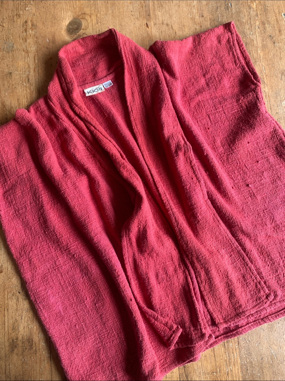 Kioti of Sante Fe Red Textured Open-Front Women's 100% Cotton Vest Cardigan